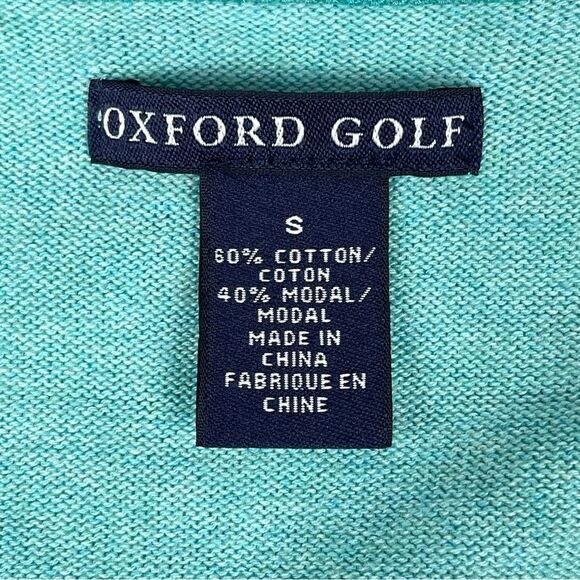 OXFORD GOLF soft cotton v-neck button down teal turquoise cardigan, size S - Picture 2 of 12